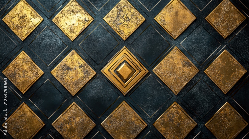 Aufkleber decorative golden geometric patterns create a striking visual contrast on a dark textured background