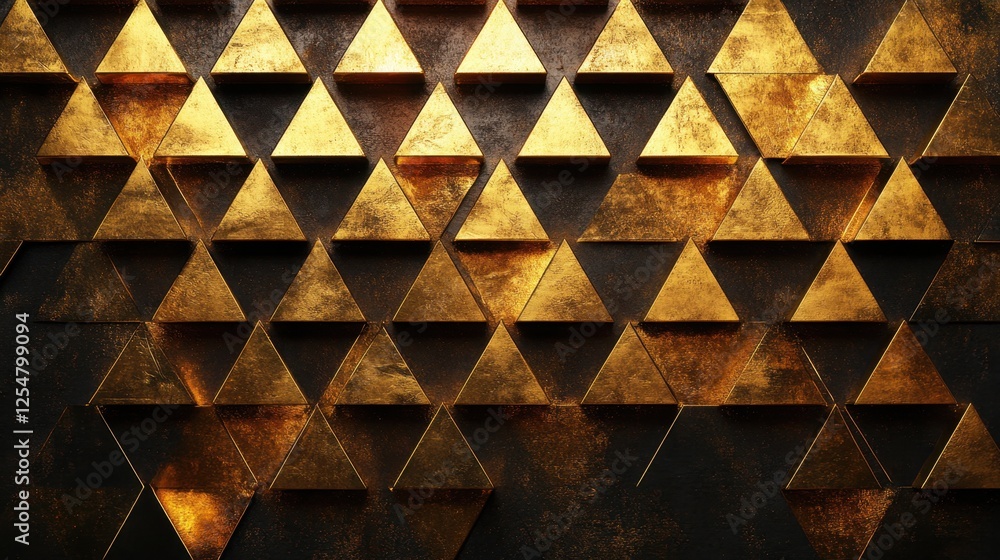 Poster captivating golden geometric patterns create a stunning visual masterpiece in a modern artistic spac