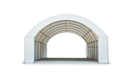 Arch-Shaped Tent Structure: A large, white arched tent structure stands ready for use, its clean lines and spacious interior hinting at potential events or storage solutions.