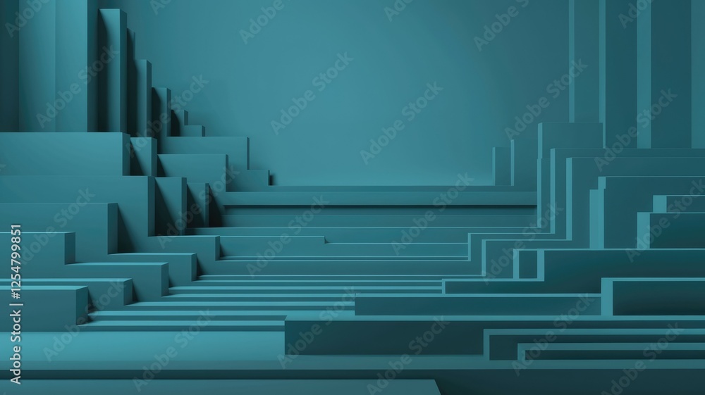 Poster abstract teal geometric shapes create a complex, layered, and visually interesting 3d structure.