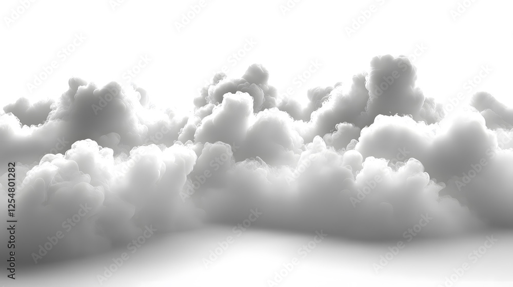 Aufkleber fluffy gray clouds gently billowing in a bright white background creating a serene atmosphere of tra