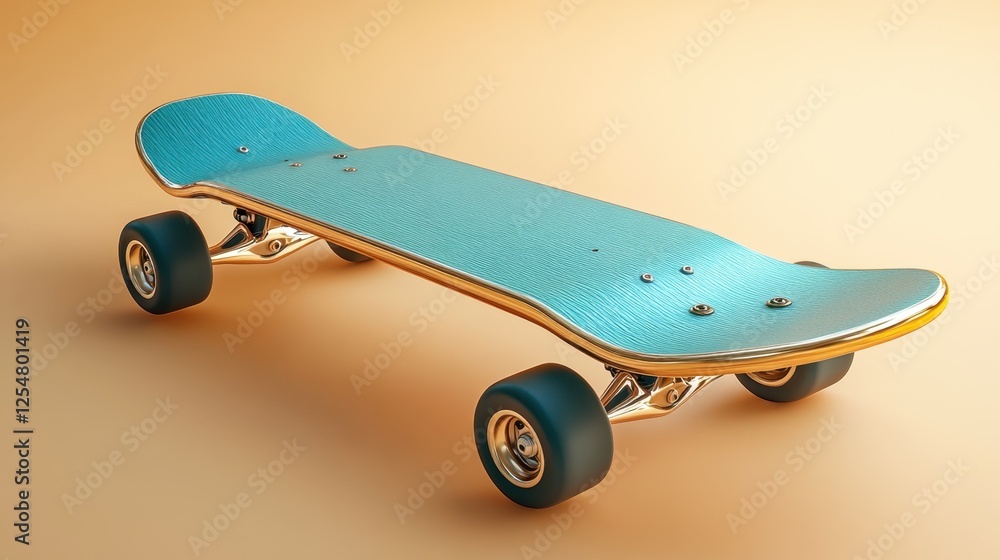 Poster cool skateboard design with a shiny metallic finish against a soft gradient background perfect for u