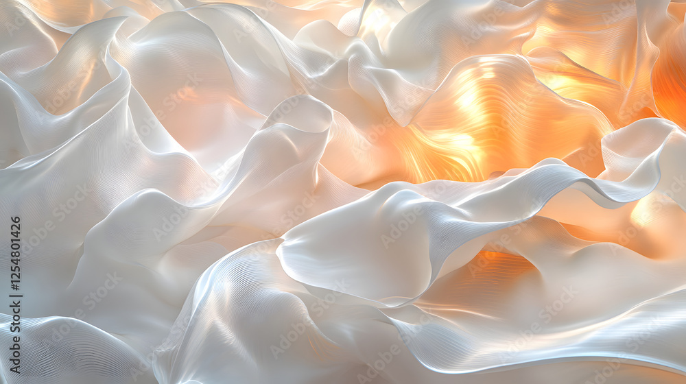Poster close up of white fabric with soft light creating a serene atmosphere in a minimalistic setting