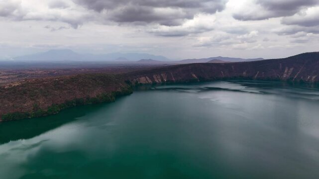 Lake Chala, drone footage of a volcanic lake in Kenya