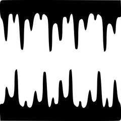 Black Paint melting, dripping down streams. Flat graphic vector illustration isolated on white background.