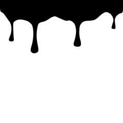 Black Paint melting, dripping down streams. Flat graphic vector illustration isolated on white background.