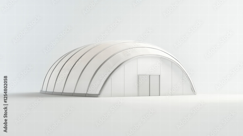 Poster modern arched structure: a sleek, minimalist arched structure stands against a light backdrop. its c