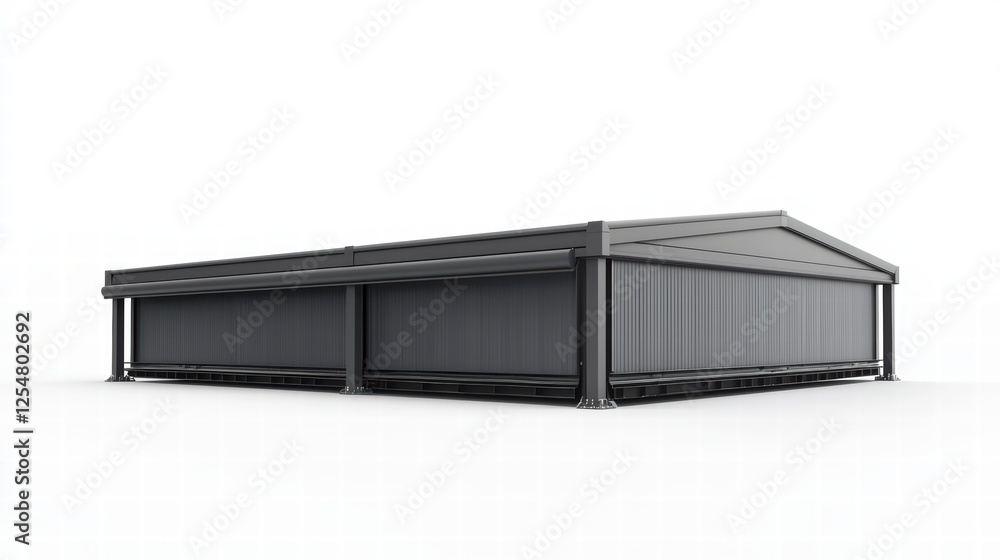 Poster modern modular structure: an architectural rendering of a sleek, contemporary modular building, show