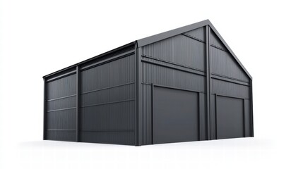 Modern Architectural Garage: A sleek, modern garage structure with clean lines and a minimalist aesthetic. The two large garage doors add a contemporary touch.