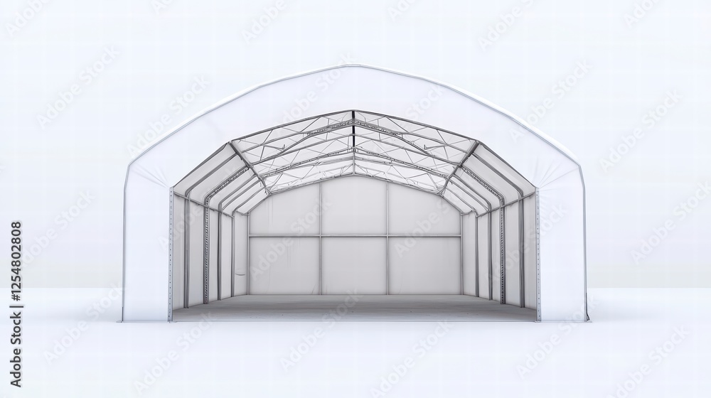 Poster arched structure architectural rendering: a 3d rendering showcases a spacious, arched structure, ide