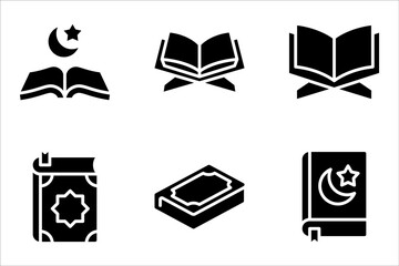Holy Quran icon set, symbol template for graphic and web design vector illustration on white background