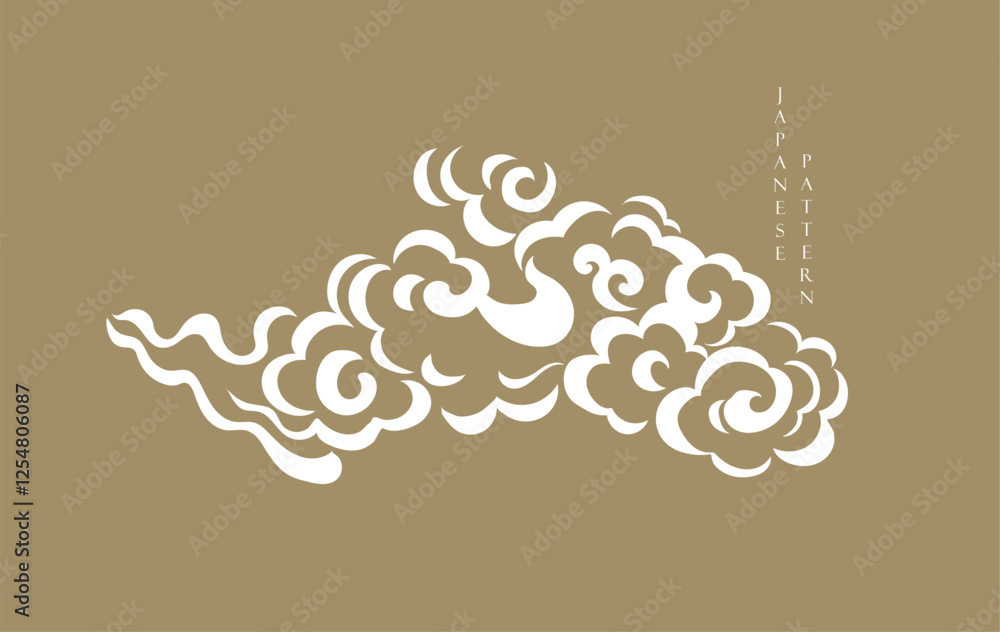 Wall mural japanese background with abstract template with chinese cloud layout design in oriental style