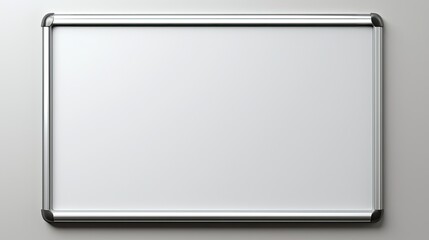 Blank whiteboard with metallic frame, ideal for presentations or brainstorming sessions