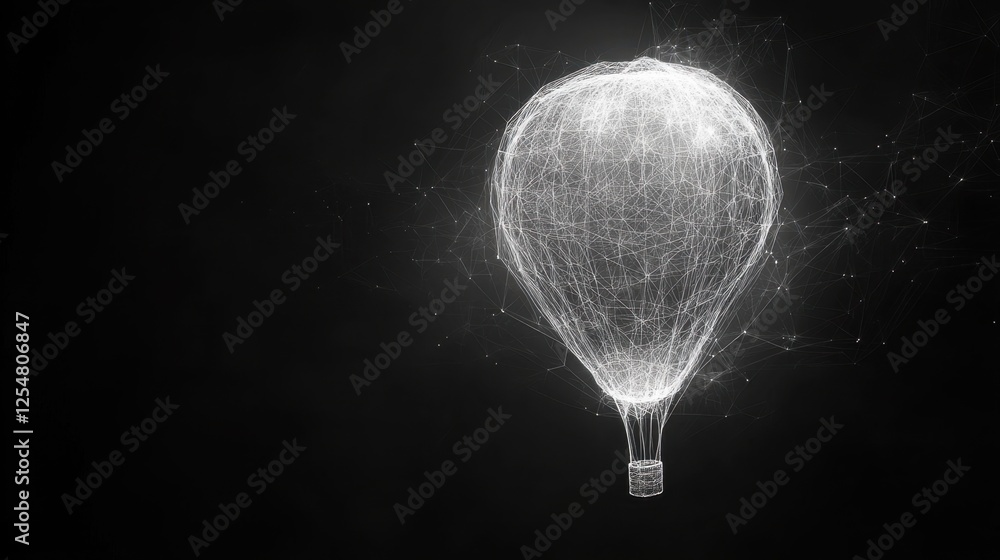 Aufkleber incredible floating balloon crafted from ethereal threads in a dark space, capturing the essence of 
