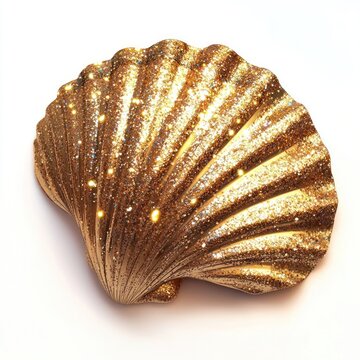 Gold shell seashell glitter shiny.