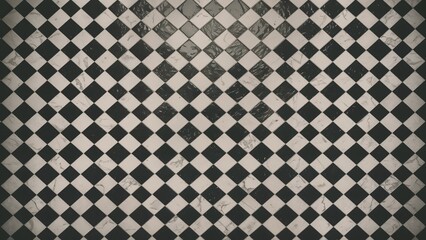 Striking black and white mosaic design featuring elegant checkerboard pattern with bold squares