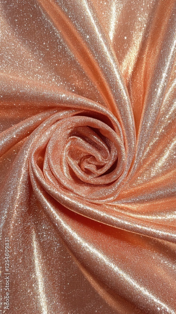 Poster shimmering peach fabric creates an elegant swirl that captivates with its soft texture and glimmerin
