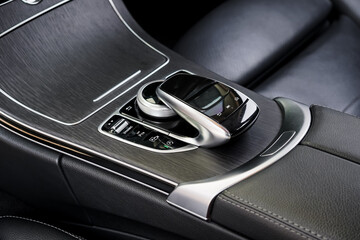automatic transmission shift selector in the car interior. Closeup a manual shift of modern car...
