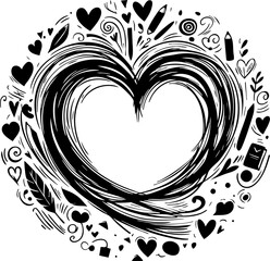 Hand Drawn Heart or scribble heart romance valentine day