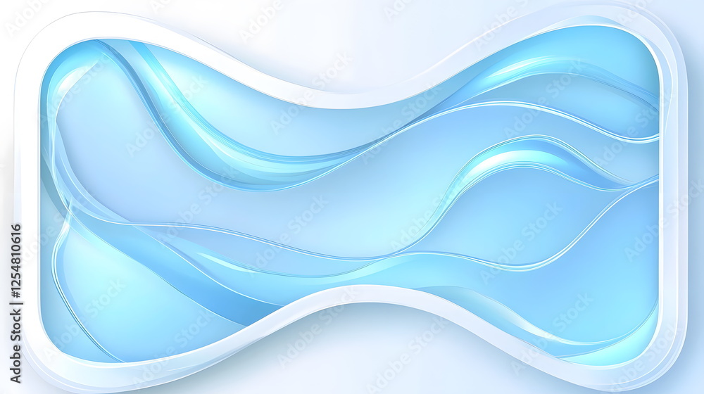 Poster fluid abstract design with soft blue waves and glossy surface in a modern digital background.