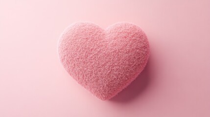 Fototapeta premium Fluffy pink heart on pink background; Valentine's design
