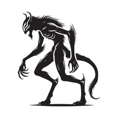 Silhouette of Wendigo - Minimalist Wendigo Vector - Wendigo Illustration.