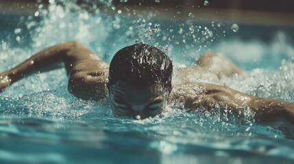 Swimmer's Freestyle Stroke, Pool, Splash, Competition, Summer