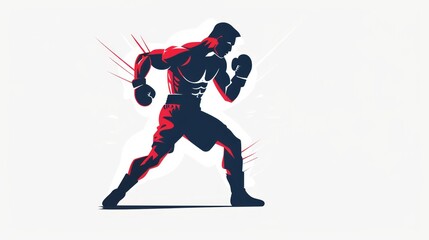 Fototapeta premium Silhouette of athletic boxer on a white background