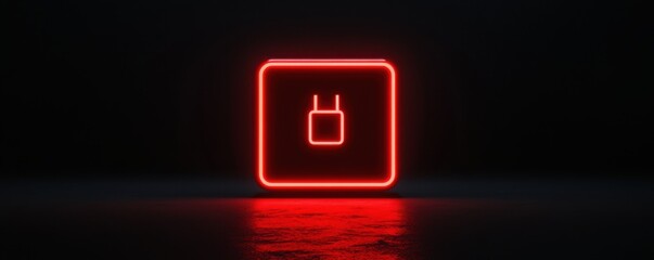 Red Neon Plug Icon: Digital Energy Symbol