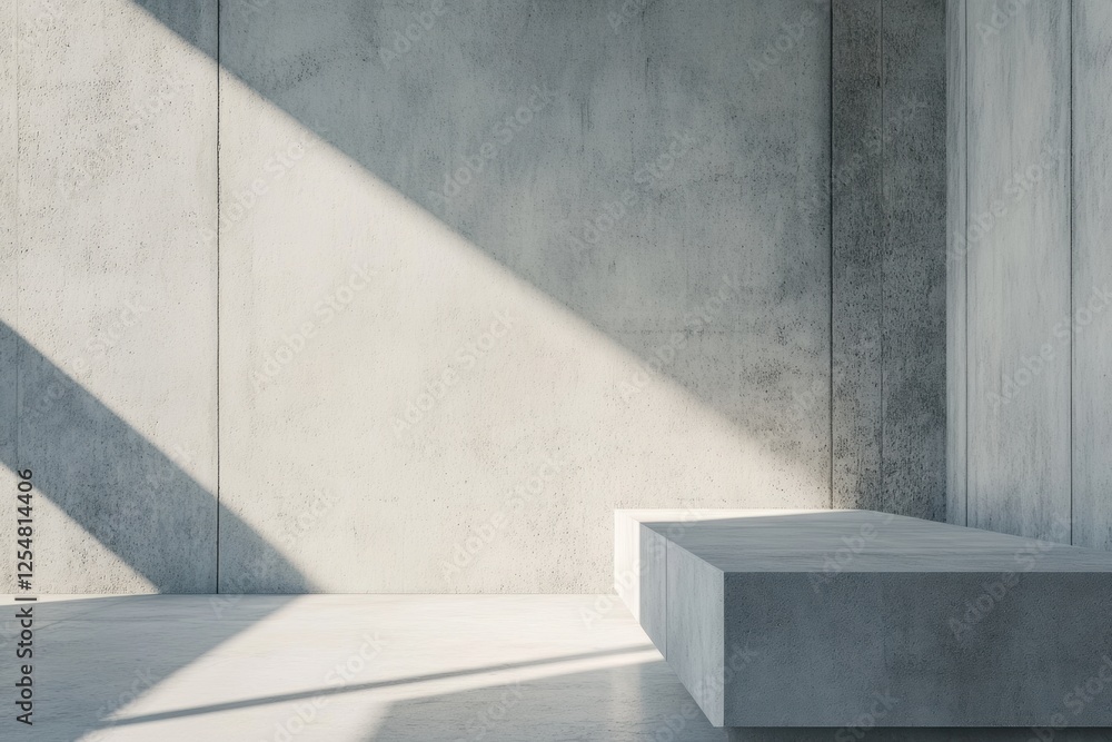 Poster Minimalist concrete texture in a modern interior with soft light creating shadows in a serene environment. Generative AI