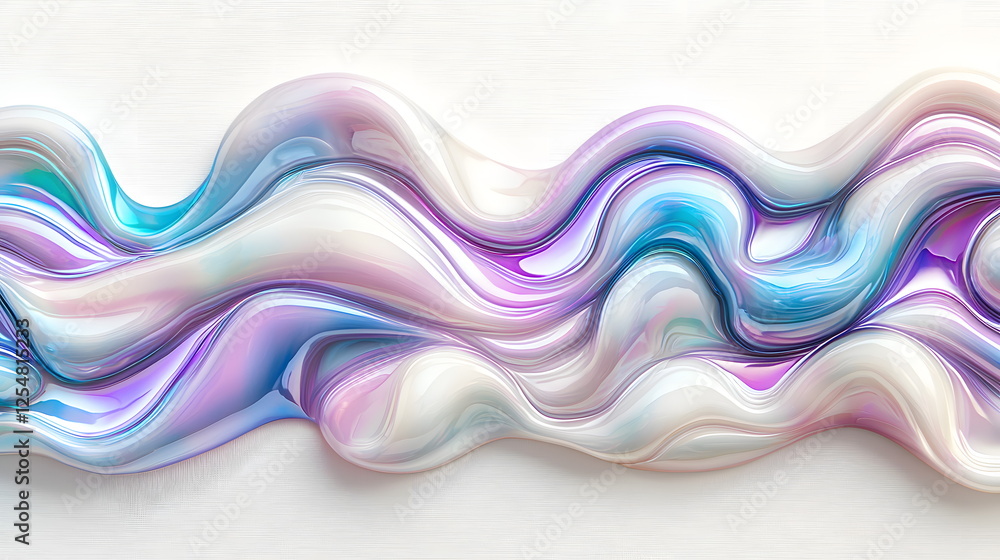 Poster colorful abstract waves flowing together with smooth gradients in pastel tones and swirling patterns