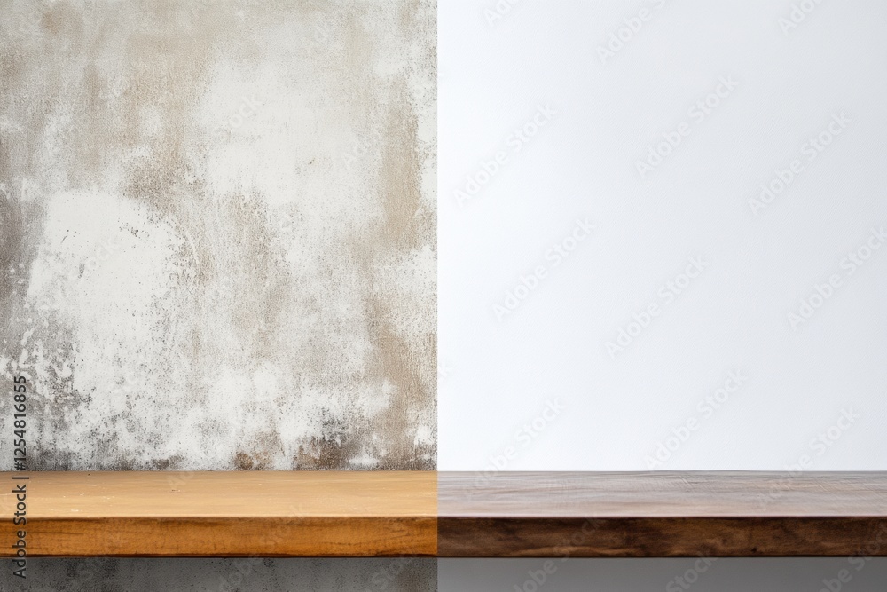 Aufkleber dusty furniture surface contrasted with a clean and shiny surface showcasing effective cleaning meth