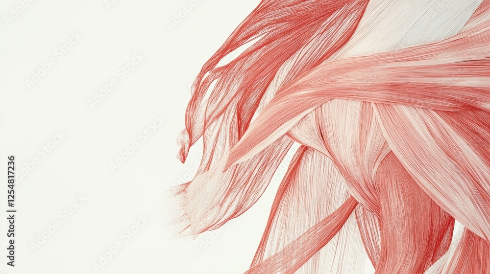 Poster detailed representation of the muscular system highlighting muscle fibers and their structure. gener