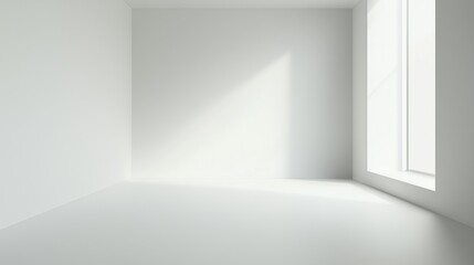 Empty white room sunlight backdrop minimal design. AI generated