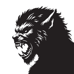 Werewolf Silhouette Moon beast Design - Minimalist Werewolf Vector - Illustration of Werewolf.