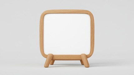 Minimalistic wooden frame with blank space for a photo or message, set against a neutral backdrop