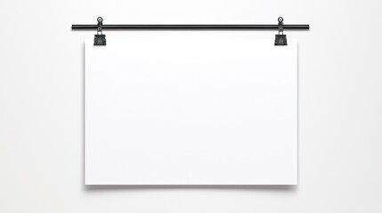 Blank hanging poster on a minimalist wall, ideal for advertising or art display