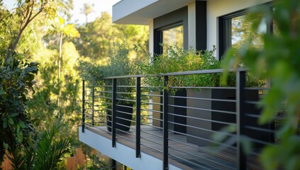 Modern Balcony Overlooking Lush Greenery