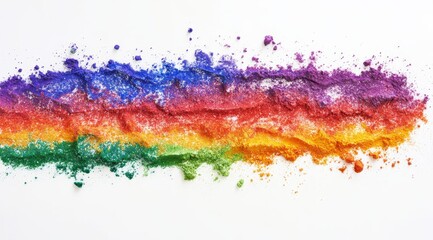 Fototapeta premium Rainbow colored powder streaks on white background.