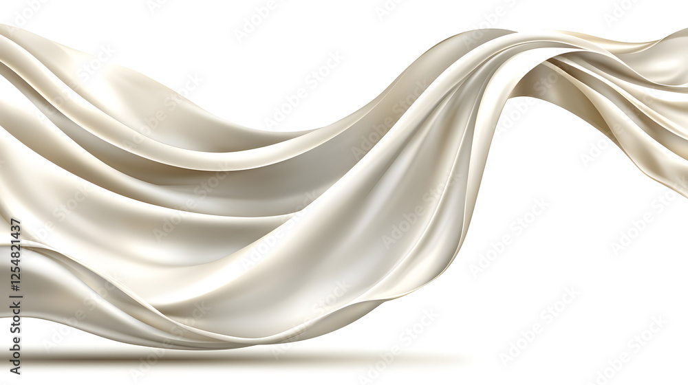 Poster flowing silk fabric draped elegantly with soft shadows and a smooth texture against a light backgrou