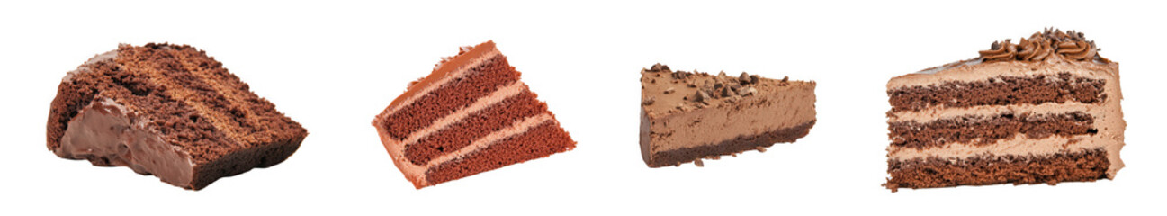 Delicious Chocolate Cake Slices Perfect for Any Celebration Isolated on White Background
