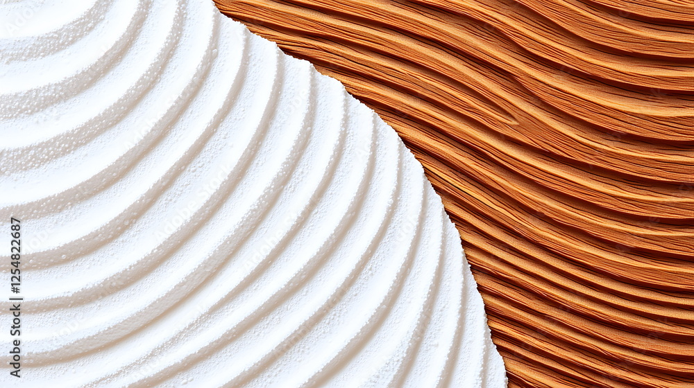 Poster creamy texture blending with wavy layers of rich brown and white materials in a visually striking pa