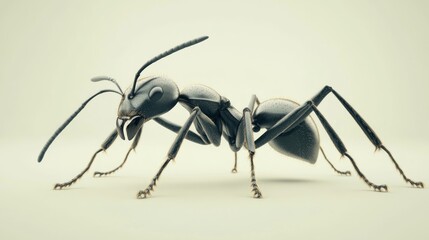 Giant black ant, studio shot, neutral background, insect macro