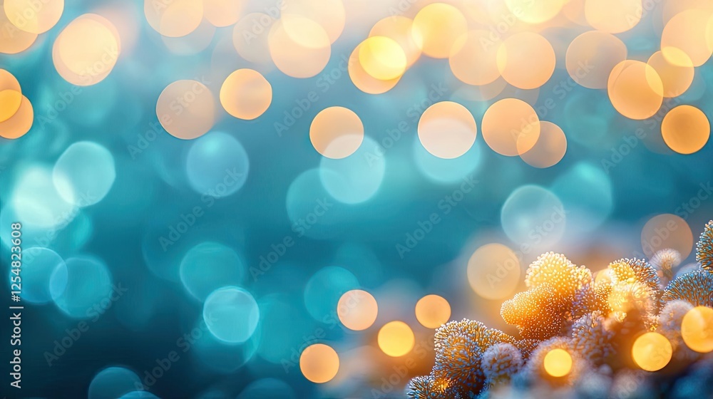 Poster ocean health microscopic concept. bokeh background with ocean colors, creating a serene underwater a
