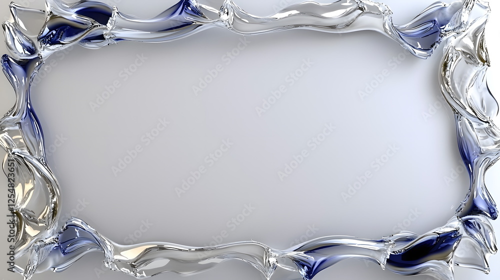 Poster elegant wavy mirror frame reflecting soft light on a neutral background with artistic design element