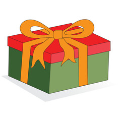 gift box with ribbon chrismast theme isolated in white background