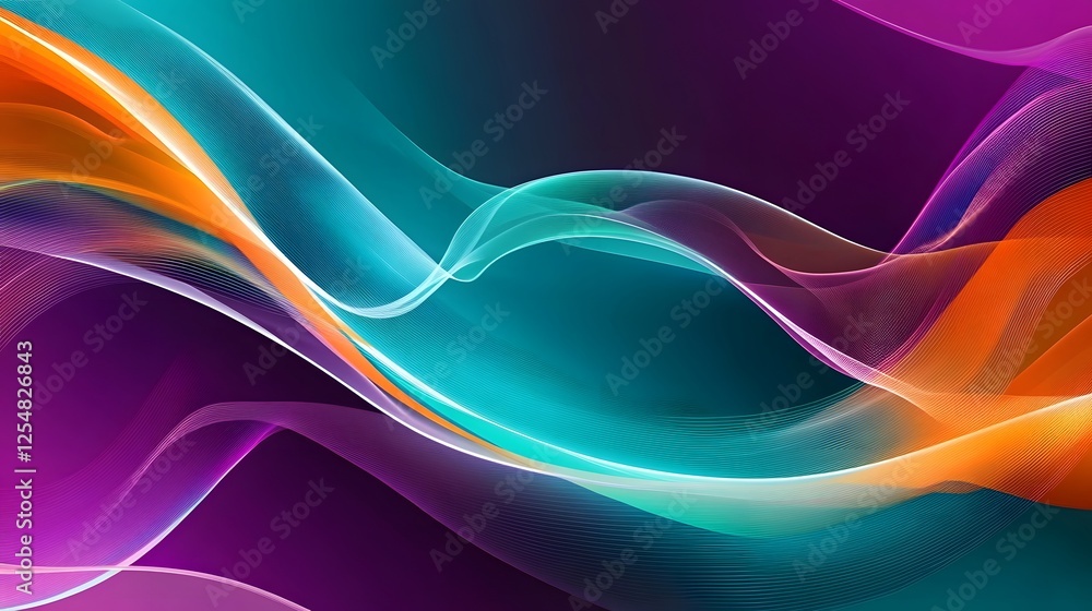 Poster abstract colorful waves flowing dynamically