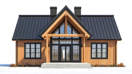Modern Timber House Exterior Design: A stunning contemporary home showcases a blend of rustic wood and sleek black metal accents, creating a visually striking exterior design.