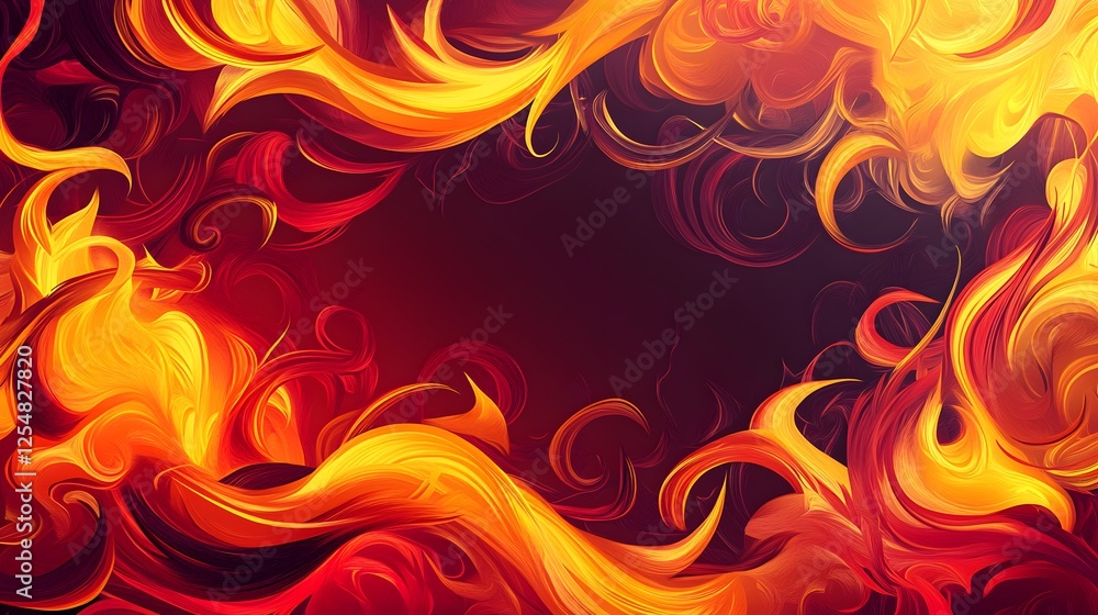 Poster abstract fiery swirls create a frame design