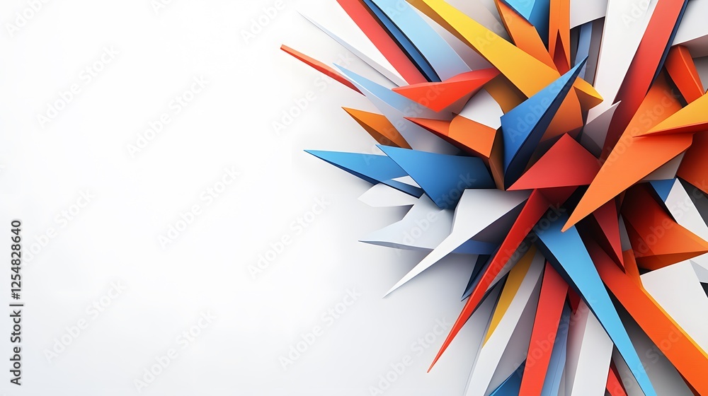 Poster abstract colorful geometric shapes exploding design